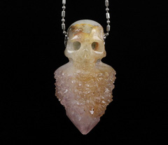 Gemstone 1.5" Ametrine Carved Crystal Skull Pendant, Crystal Healing