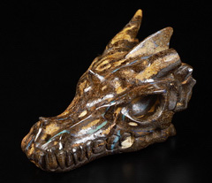 Gemstone 2.3" Matrix Opal Carved Crystal Dragon Skull, Crystal Healing