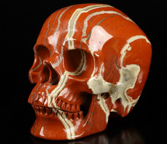 5.0" Red Jasper Carved Crystal Skull,Super Realistic, Crystal Healing