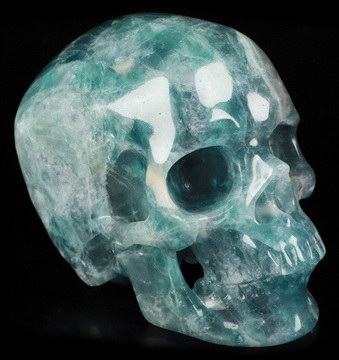 Huge 5.0" Fluorite Carved Crystal Skull,Super Realistic, Crystal Healing