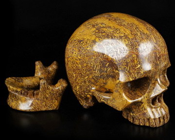 7.0" Elephant Skin Jasper Carved Mitchell-Hedges Crystal Skull, Detachable Jaw,, Crystal Healing