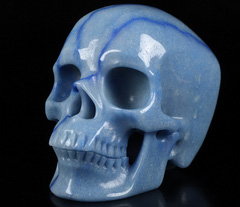 Huge 5.0" Blue Aventurine Carved Crystal Skull,Super Realistic, Crystal Healing