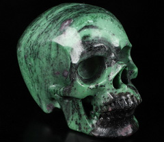 GEMSTONE Huge 5.0" Ruby Zoisite Carved Crystal Skull,Super Realistic, Crystal Healing