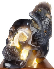 8.5" Agate Geode Carved Crystal Skull & Wing, Crystal Healing