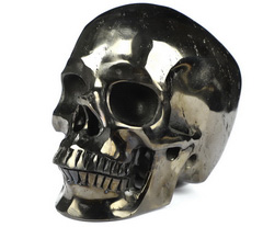Huge 5.0" Jet Carved Crystal Skull,Super Realistic, Crystal Healing