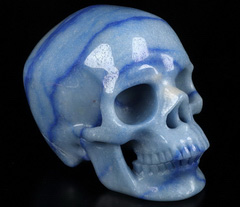 Huge 5.1" Blue Aventurine Carved Crystal Skull,Super Realistic, Crystal Healing