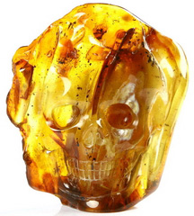 Gemstone 2.5" Baltic Amber Carved Crystal Skull, Crystal Healing