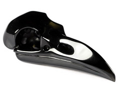 2.2" Black Obsidian Carved Crystal Raven Skull Pendant, Crystal Healing