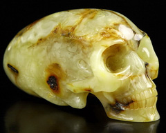 Gemstone 3.2" Baltic Amber Carved Elongated Mayan Alien Crystal Skull, Kingdom of Crystal Skulls, Crystal Healing