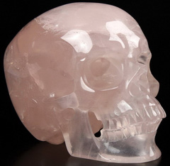 Huge 5.0" Rose Quartz Carved Crystal Skull,Super Realistic, Crystal Healing