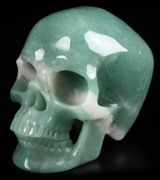 5.1" Green Aventurine Carved Crystal Skull,Super Realistic, Crystal Healing