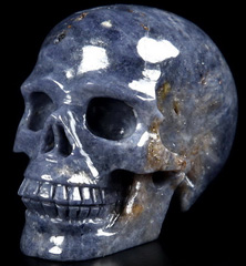 Gemstone 2.5" Sapphire Corundum Carved Crystal Skull, Realistic, Crystal Healing