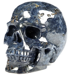 Gemstone 2.5" Sapphire Corundum Carved Crystal Skull, Realistic, Crystal Healing