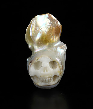 1.1" Pearl Hand Carved Crystal Skull Fine Art Sculpture, Crystal Healing
