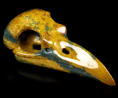 2.2" Indian Agate Carved Crystal Raven Skull Pendant, Crystal Healing
