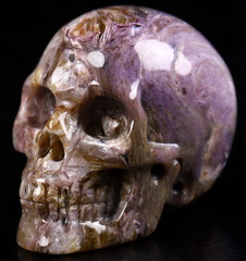 Gemstone 1.4" Russian Charoite Carved Crystal Skull, Realistic, Crystal Healing