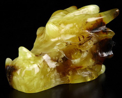 2.0" Baltic Amber Carved Crystal Dragon Skull, Realistic