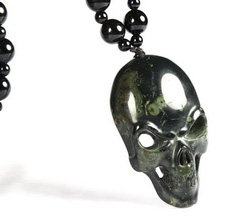 Inside Diameter(380 mm) Kambaba Jasper Carved Crystal Skull Pendant, Realistic