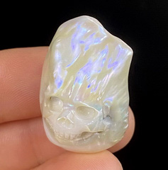 Gemstone 1.3" Pearl Carved Crystal Skull, Crystal Healing