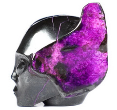 Gemstone 1.3" Sugilite Carved Crystal Female Alien Skull, Crystal Healing