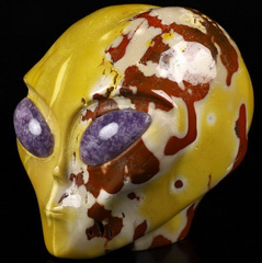 4.2" Mookaite Jasper Star Being Female Alien Crystal Skull Companion, Lepidolite Eyes