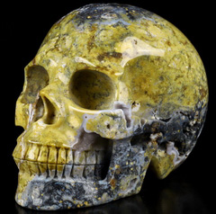 Huge 5.1" Yellow Ocean Agate Carved Crystal Skull,Realistic, Crystal Healing