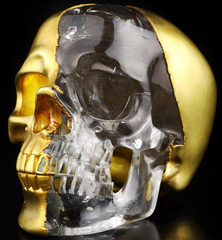 5.1" 18K Gold-Plated & Quartz Carved Crystal Skull,Super Realistic, Crystal Healing