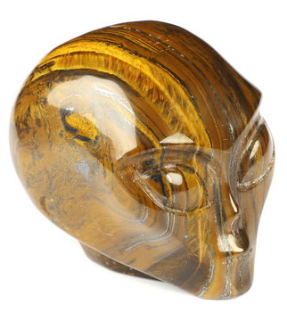 2.0" Tiger Iron Eye Crystal Skull Companion Star Being Female Alien,Reiki Healing Stone Statue