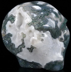 2.0" Green Moss Agate Star Being Female Alien Crystal Skull Companion,Reiki Healing Stone Statue