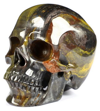 Huge 5.0" Colorful Tiger Iron Eye Carved Crystal Skull,Super Realistic, Crystal Healing