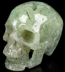 Huge 5.3" Prehnite Carved Crystal Skull,Super Realistic, Crystal Healing