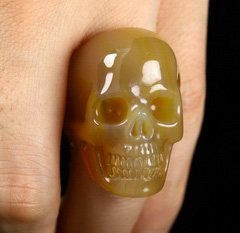Ring Inside Diameter9(19 mm) Agate Carved Crystal Skull Ring,Realistic, Crystal Healing