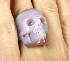 Ring Inside Diameter8.5(19 mm) Mozambique Agate Carved Crystal Skull Ring, Realistic