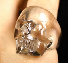 Ring Inside Diameter13(22 mm) Smoky Quartz Rock Crystal Carved Crystal Skull Ring, Realistic