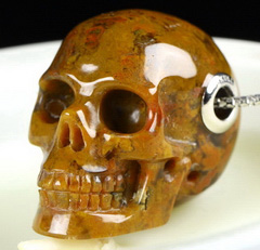 Gemstone 1.1" Empire Red Agate Carved Crystal Skull Pendant With 925 Sterling Silver, Crystal Healing