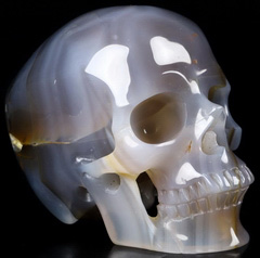 Huge 4.5" Agate Carved Crystal Skull,Super Realistic, Crystal Healing