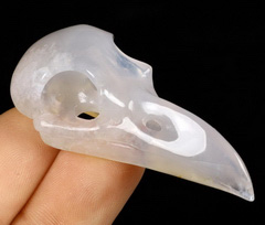 2.0" Agate Carved Crystal Raven Skull Pendant, Crystal Healing