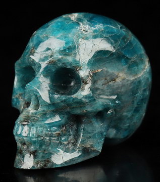 1.4" Blue Apatite Carved Crystal Skull,Realistic, Crystal Healing
