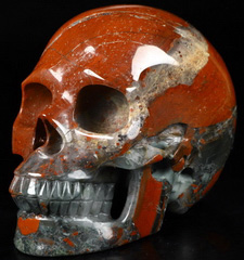 Huge 5.0" African Bloodstone Carved Crystal Skull, Crystal Healing