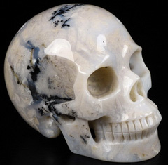 Huge 5.1" Agate Carved Crystal Skull, Realistic, Crystal Healing