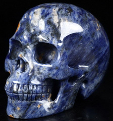 4.1" Sodalite Carved Crystal Skull,Realistic, Crystal Healing