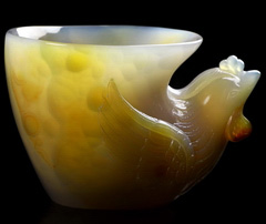 3.9" Premium Brazilian Agate Carved Crystal Cup&Phoenix, Crystal Healing