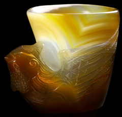 3.1" Premium Brazilian Agate Carved Crystal Cup&Phoenix, Crystal Healing