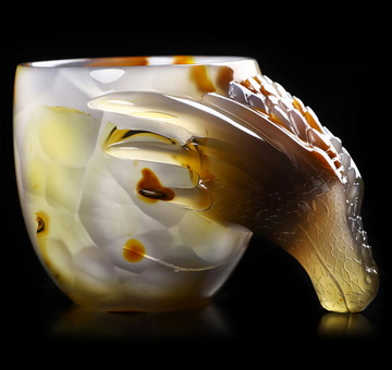 Top Quality 4.1" Premium Brazilian Agate Carved Crystal Dragon Head Cup, Crystal Healing