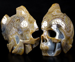 AWESOME 7.6" Agate Geode Carved Crystal Fish Skull, Crystal Healing