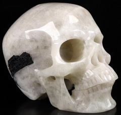 Huge 5.1" Black Tourmaline Carved Crystal Skull,Realistic, Crystal Healing