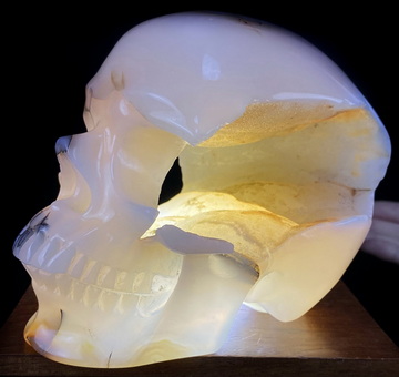 Lifesized 6.1" Agate Geode Carved Crystal Skull,Super Realistic, Crystal Healing
