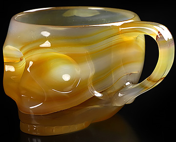 3.1" Premium Brazilian Agate Hand Carved Crystal Skull Cup Fine Art Sculpture, Crystal Healing