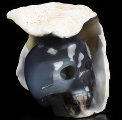 3.1" Agate Carved Crystal Skull, Crystal Healing