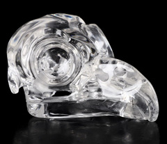 3.1" Quartz Rock Crystal Carved Crystal Owl Skull, Realistic